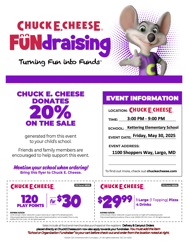 Chuck E Cheese PTO Fundraiser