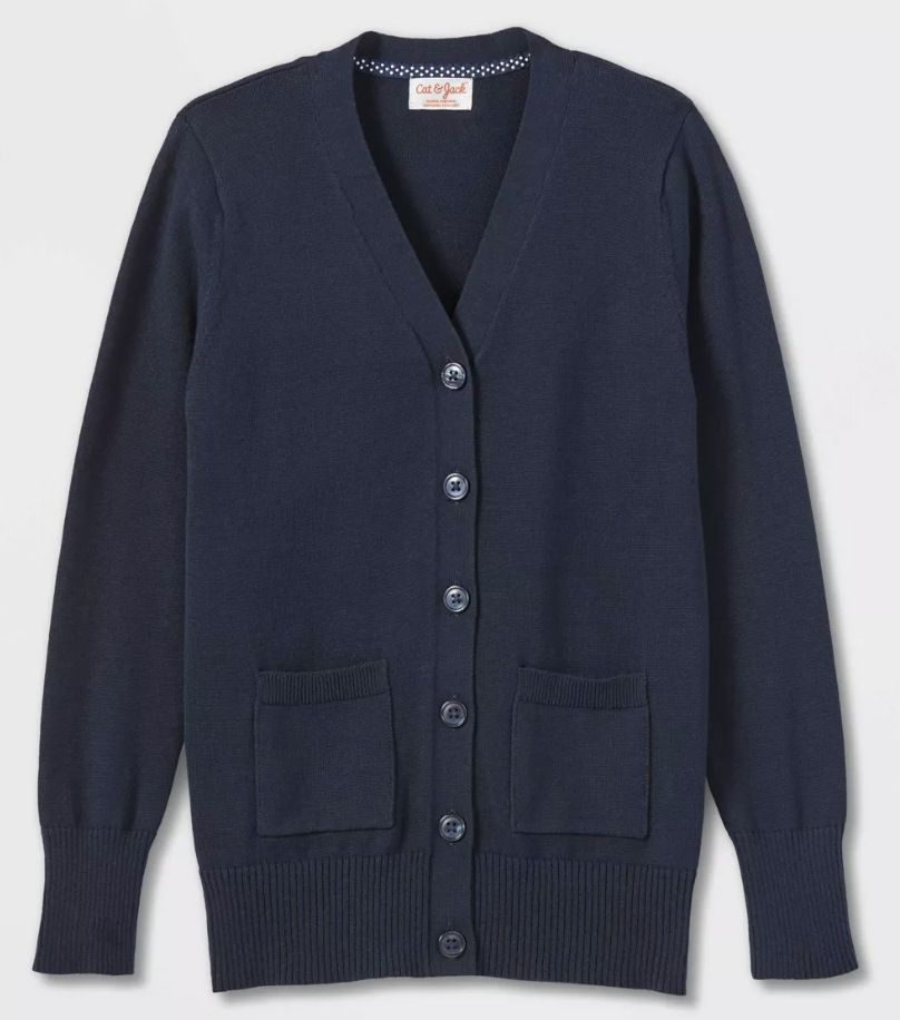navy blue cardigan