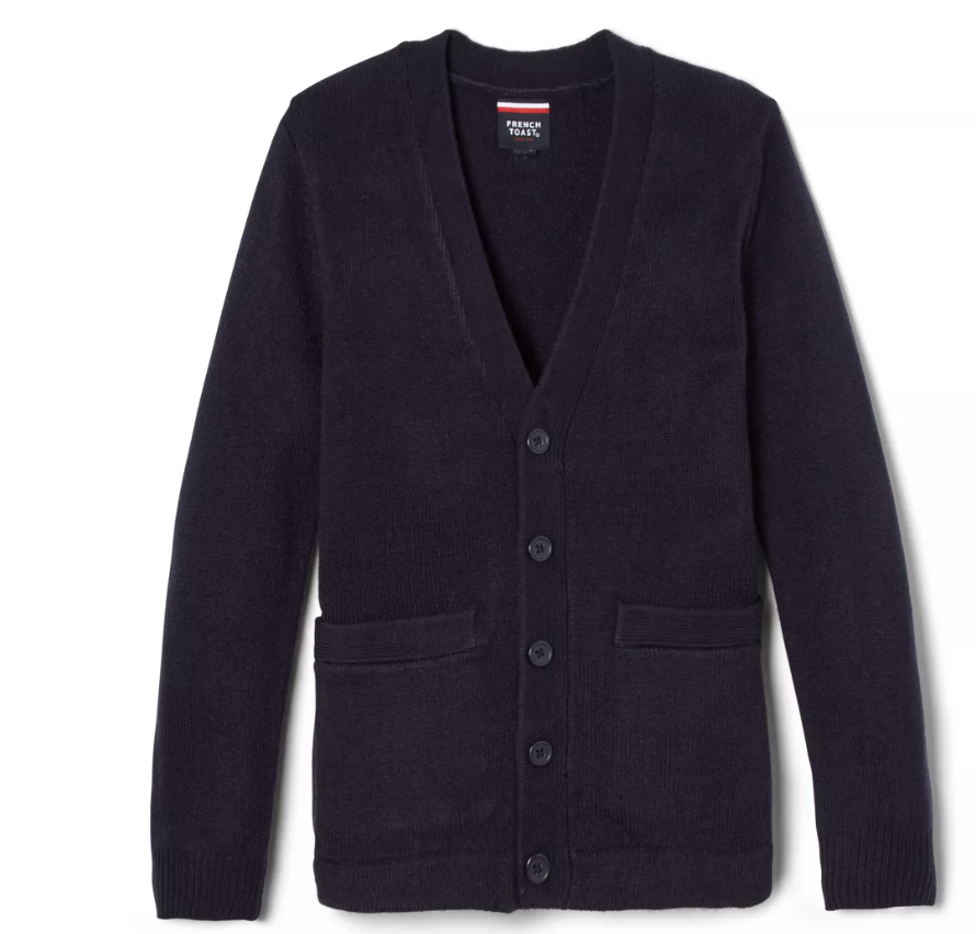 navy blue v-neck cardigan